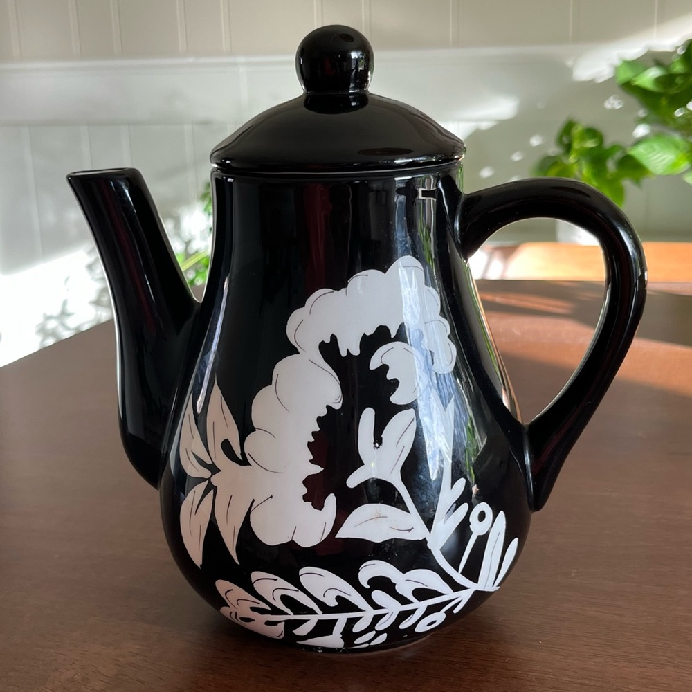 Large Chocolate Brown and White Ceramic Teapot - Gates Ware by Laurie Gates